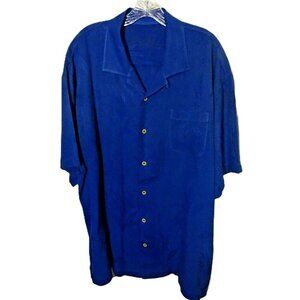 Tommy Bahama Pre-loved 100% Silk XXL Blue‎ Aloha Short Sleeve Shi